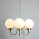 Mid-century brass and opaline glass chandelier
