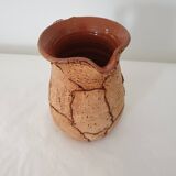 Terracotta and cork pitcher with floral motif - Signed (Signature to be identified)