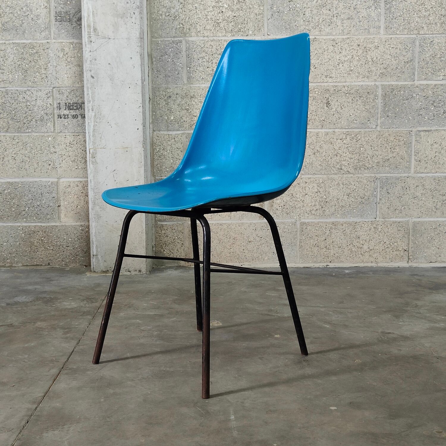 Blue fiber chair by Miroslav Navratil for Vertex 1960