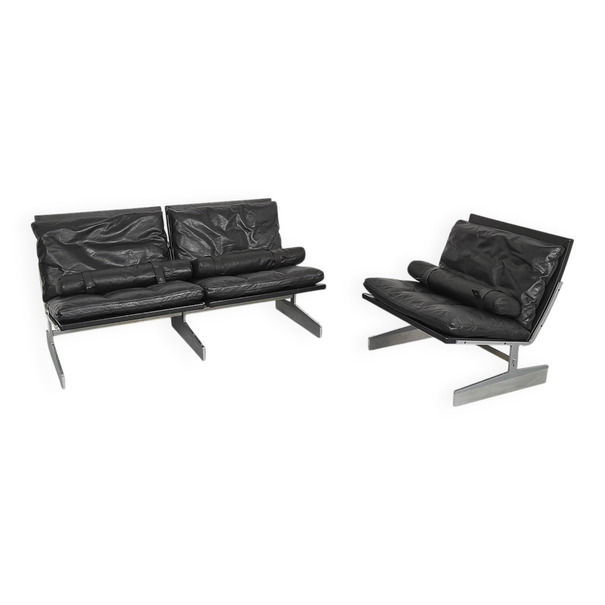 Fabricius & Kastholm Bo-Ex Set BO-562 leather sofa and BO-561 armchair 1960