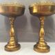 Pair of Large Cassolette Cups on Feet Gold Metal Centerpiece