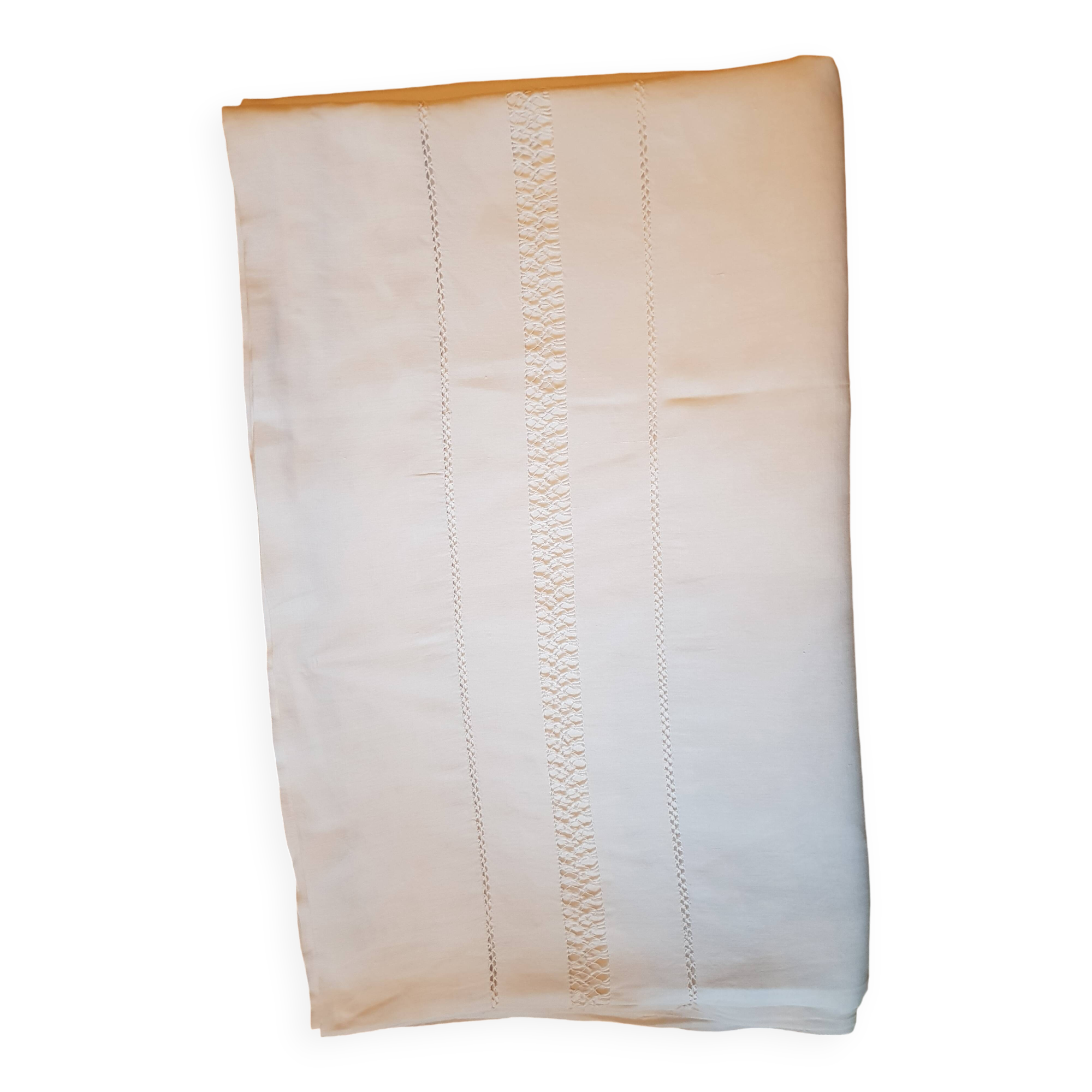 Linen sheet with openwork