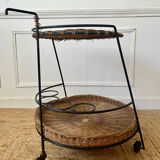 Airborne wicker and metal rolling trolley