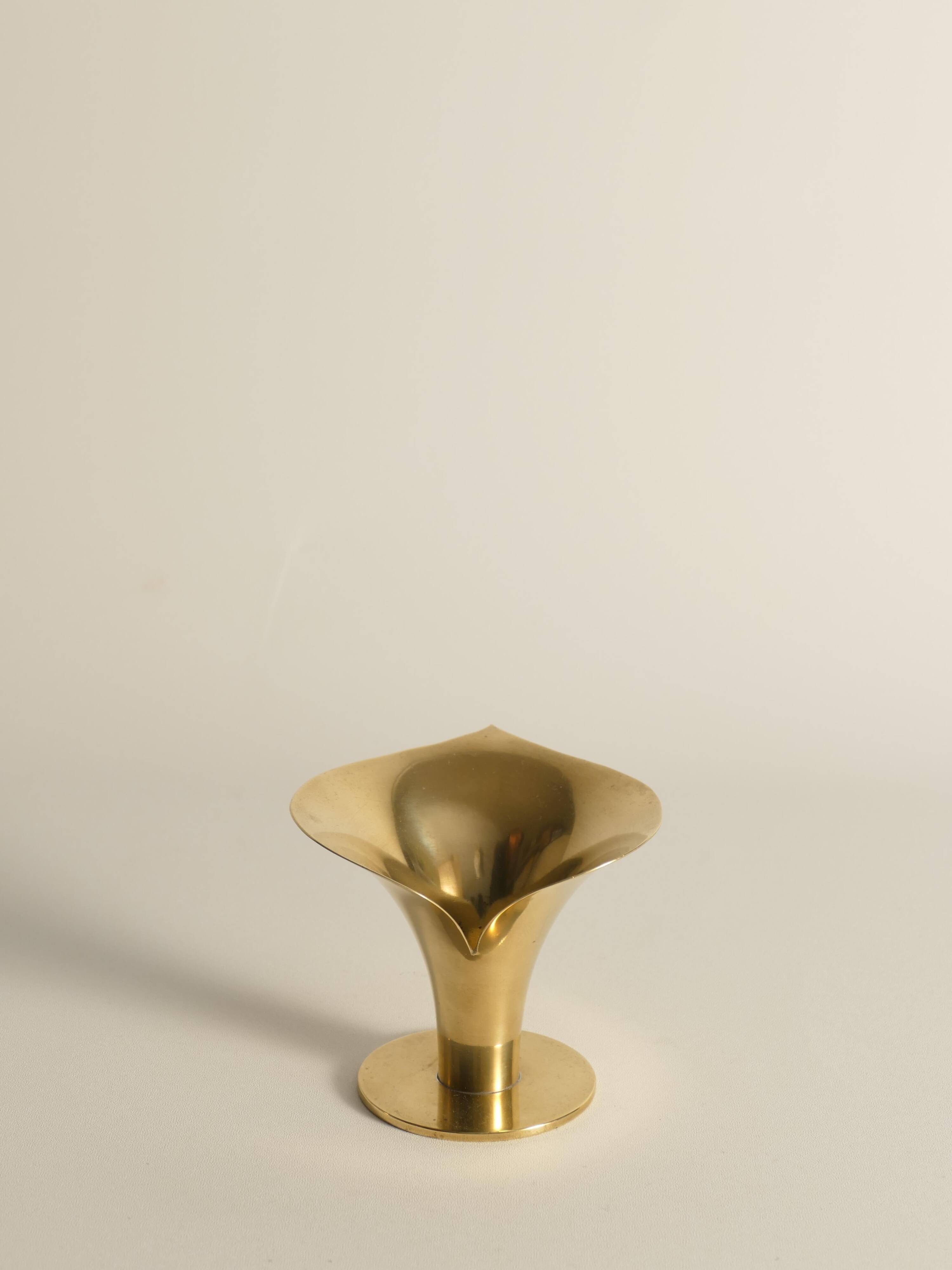 Art Deco Brass Calla Lily Candle Holder by Carl-Einar Borgström for Ystad-Metall