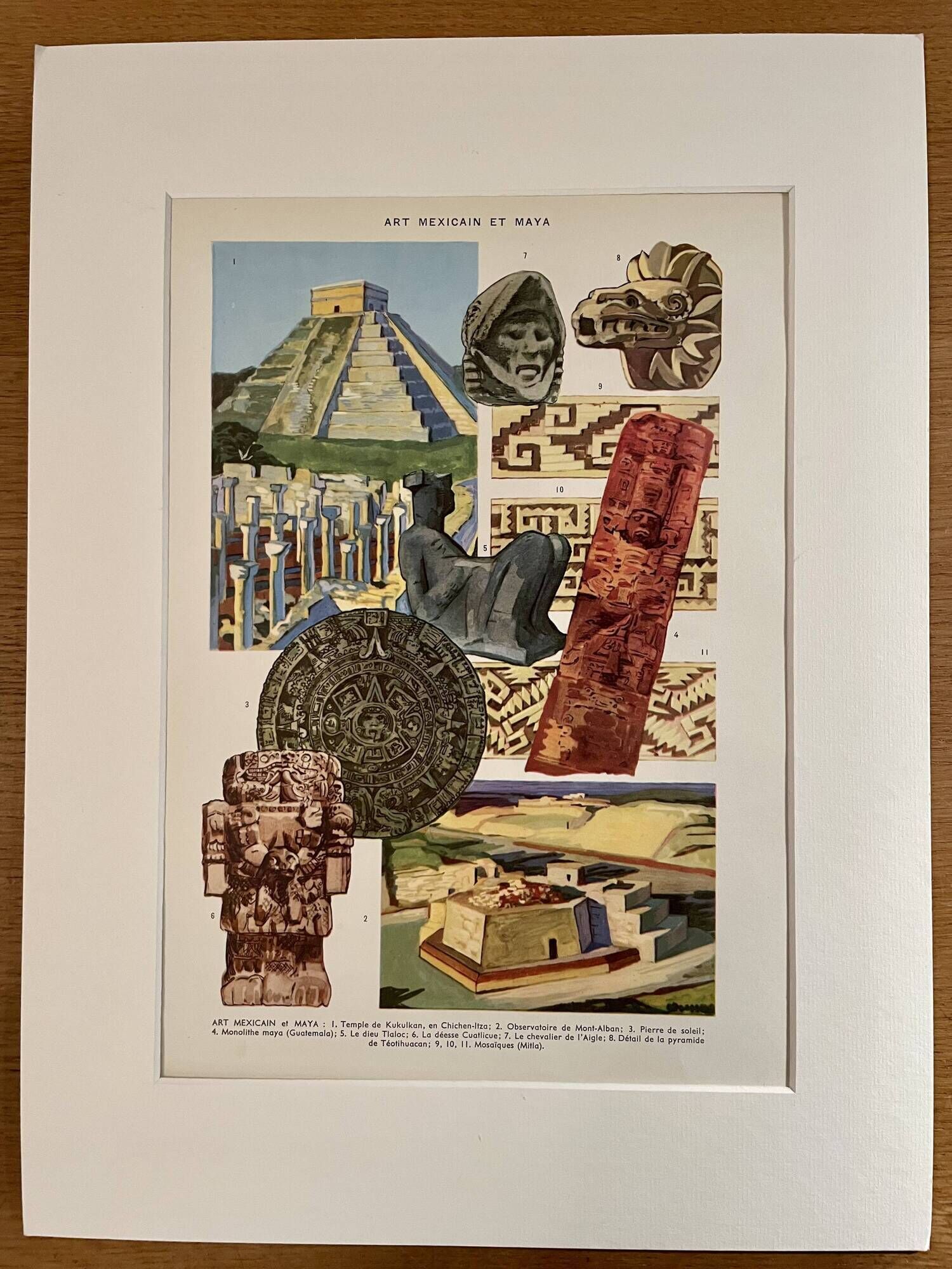 Illustrated plate on Mexican and Mayan art, 1940s-50s