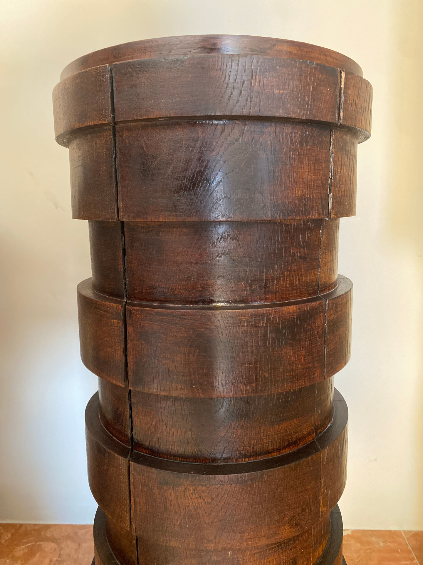 Massive brutalist wooden stool
