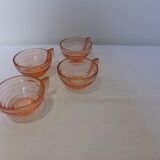 4 cups vintage Acroroc Rosaline pink glass