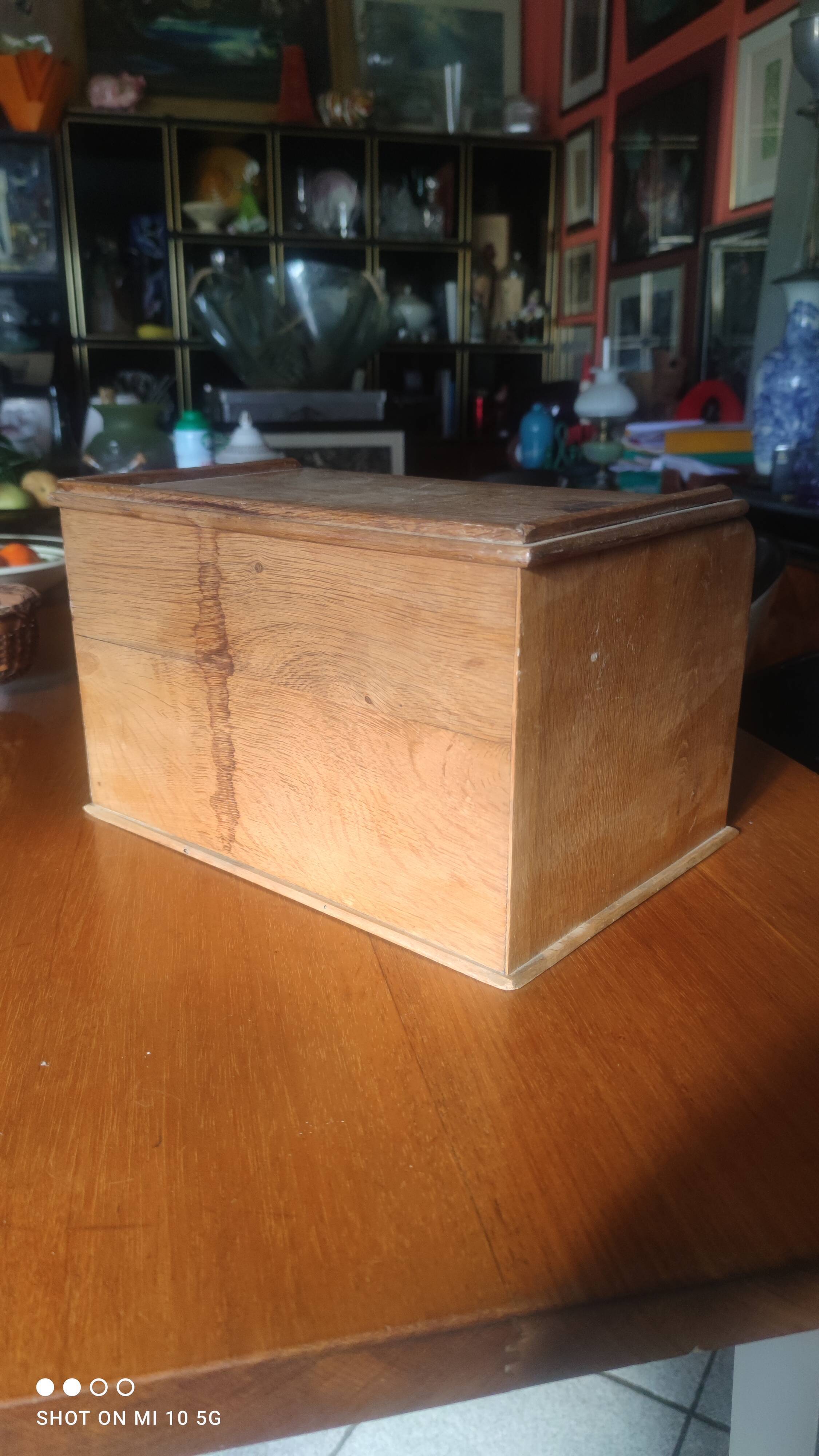 Oak roll-top desk organizer, circa 1930