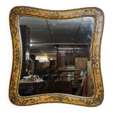 Important rectangular Venetian mirror with a richly painted wooden frame.