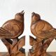 Pair of art deco wooden bookends birds