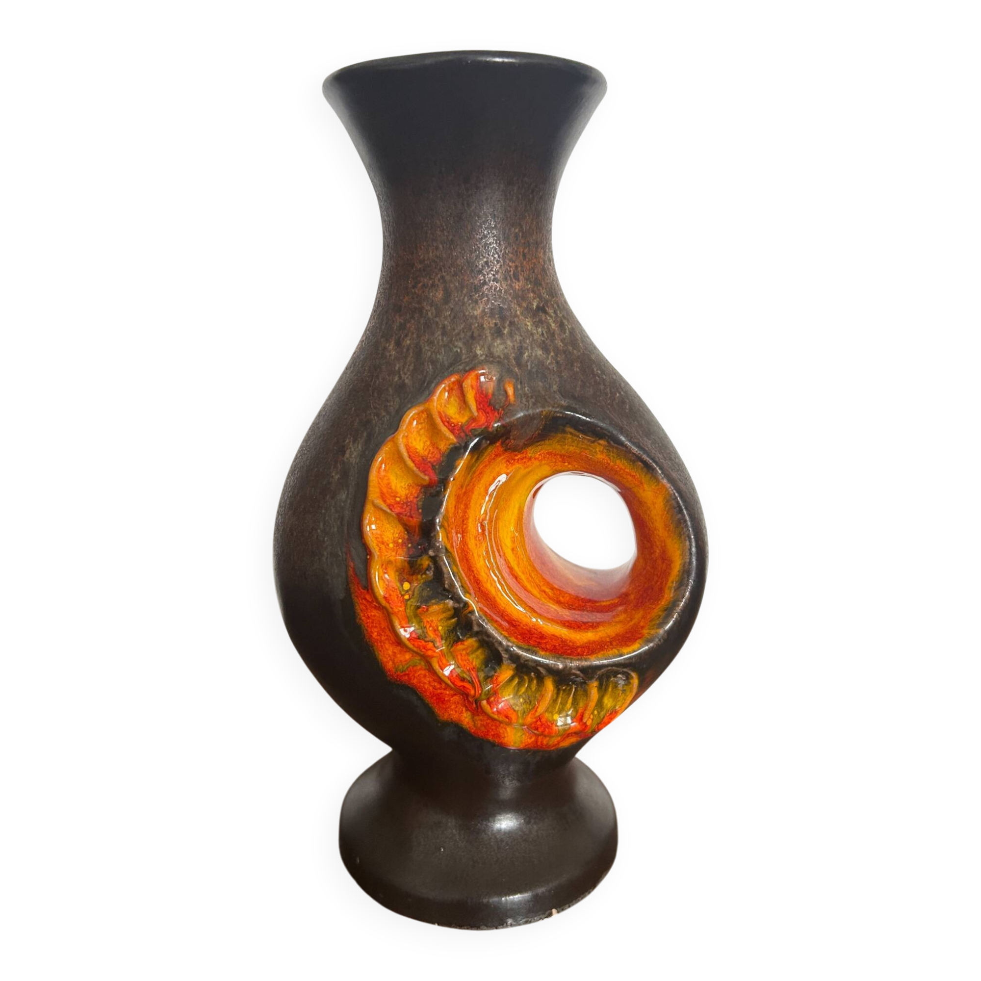 Ceramic vase Fat Lava Orange by Walter Gerhards 1960