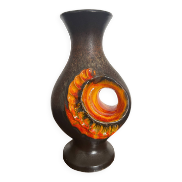 Vase ceramique Fat Lava Orange par Walter Gerhards 1960