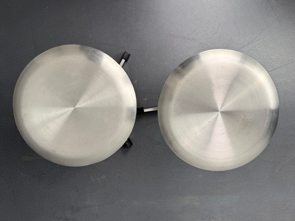 Pair of swivel stools / doctor's stools, metal, by Maquet, Germany, 1960s