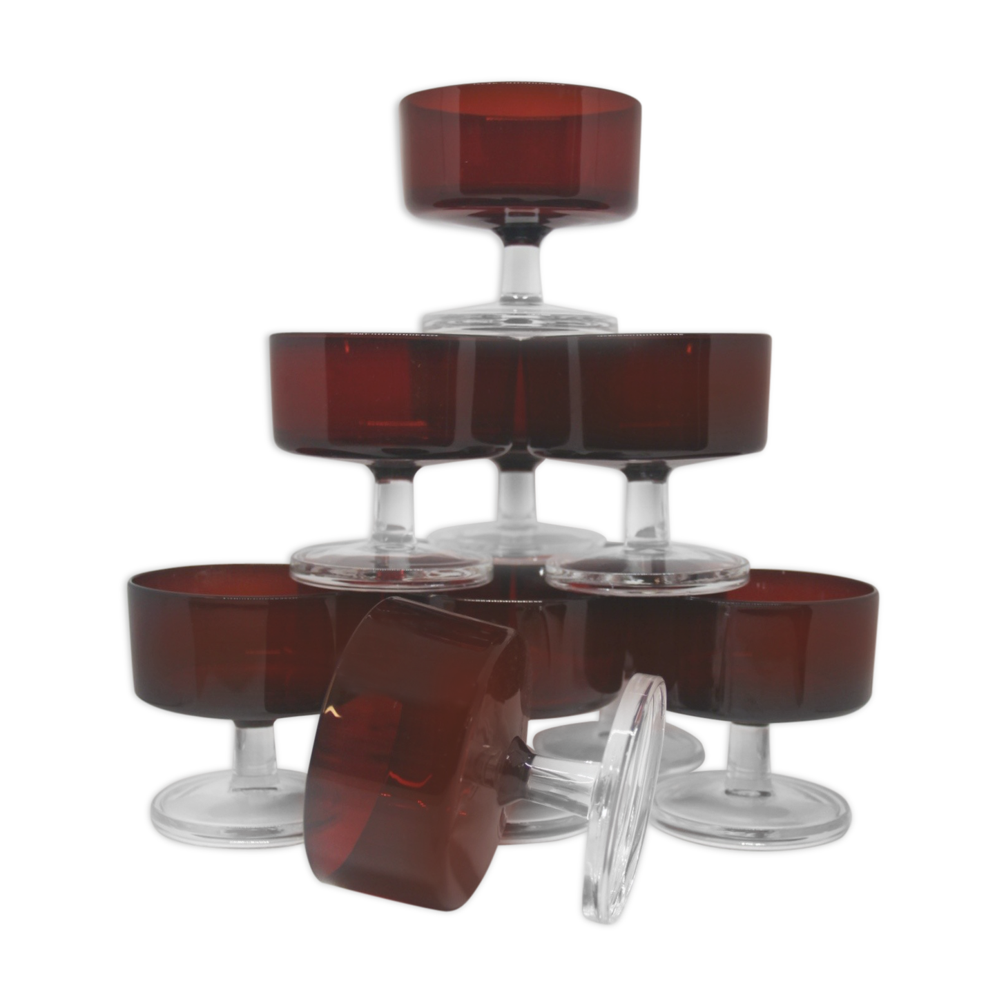 Set of 8 Champagne glasses model Sweden Rubis Luminarc