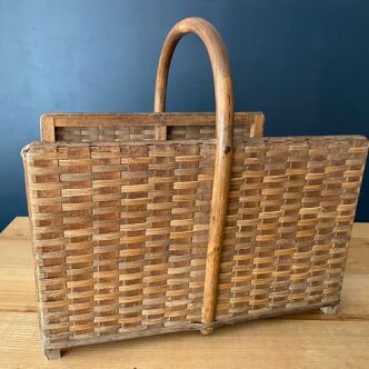 Panier à bûche vintage en bois