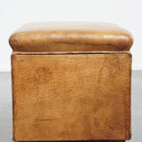 Vintage Sheepskin Leather Designer Ottoman by Bart van Bekhoven