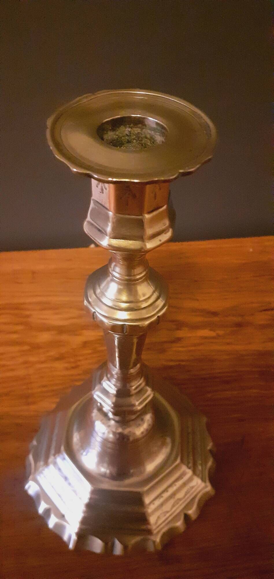 Chiseled bronze candlestick from the Louis XIV period, early 18th century.