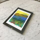 Landscape watercolor signed vintage coaster