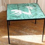 Vintage ceramic coffee table; rooster motif