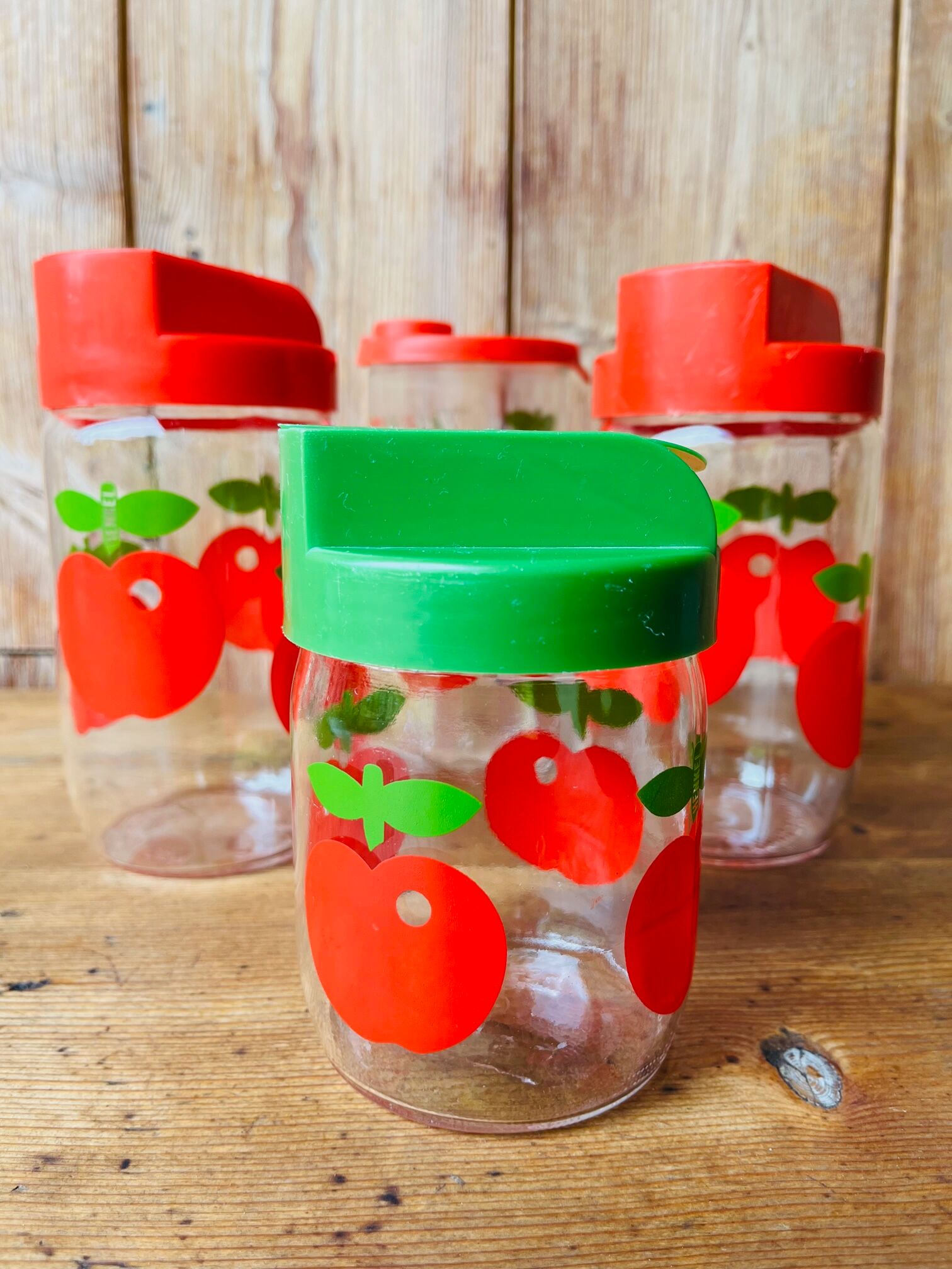 Henkel vintage apple glass jar set