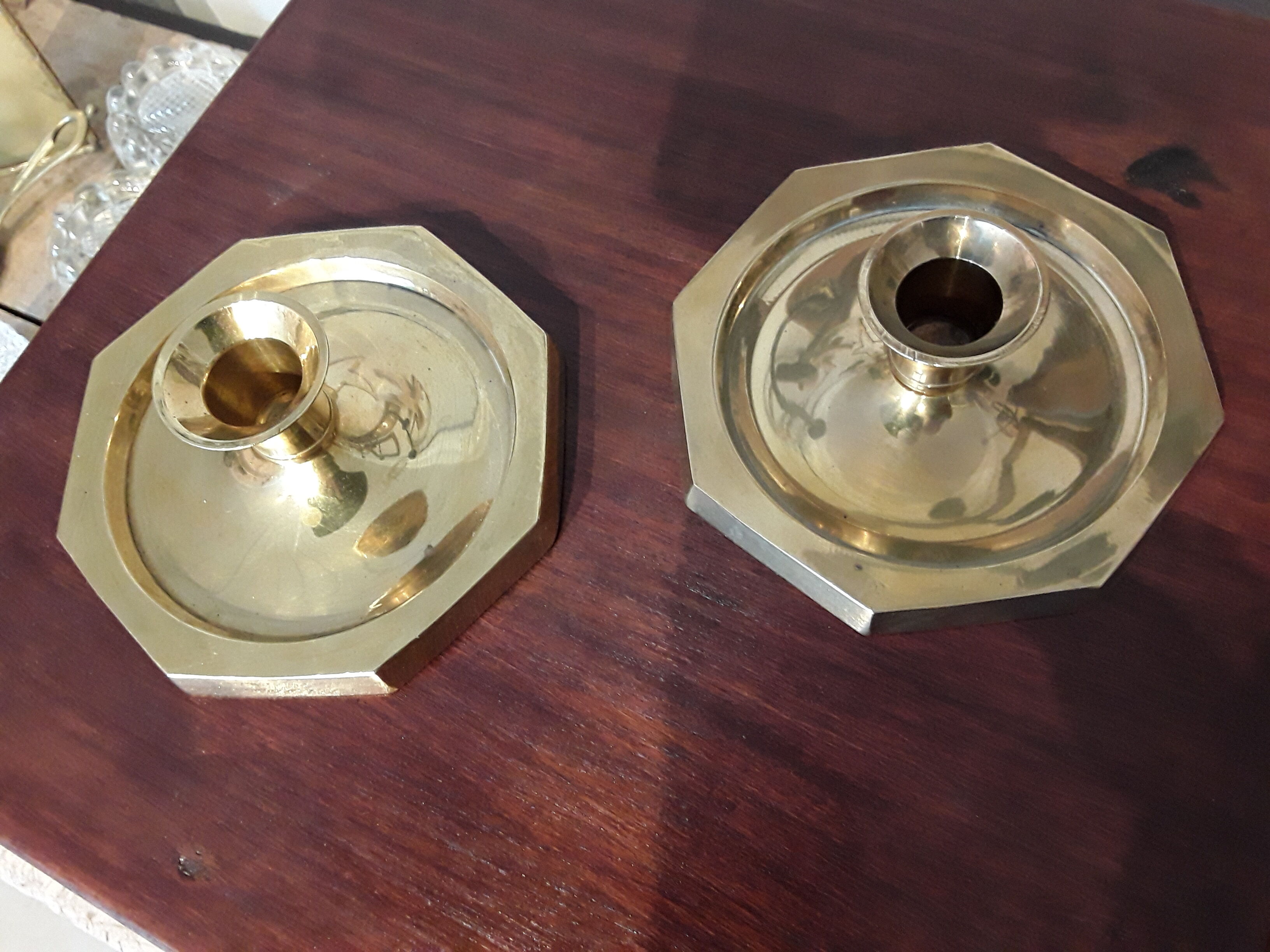 Pair of brass candle holders