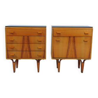 Pair of Mid century night stands, chest of drawers by Frantisek Mezulanik, 1970´s