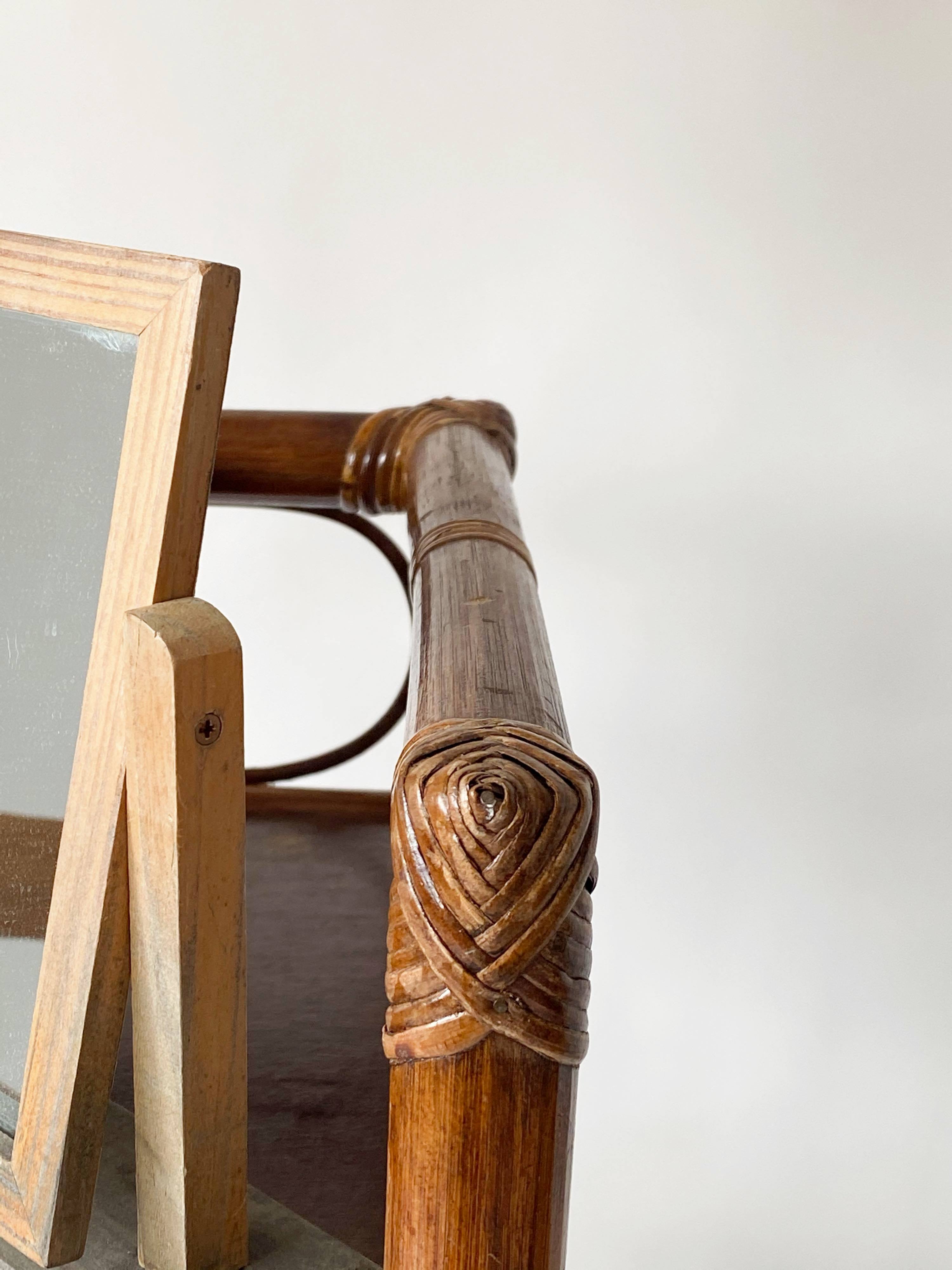 Rattan angle shelves