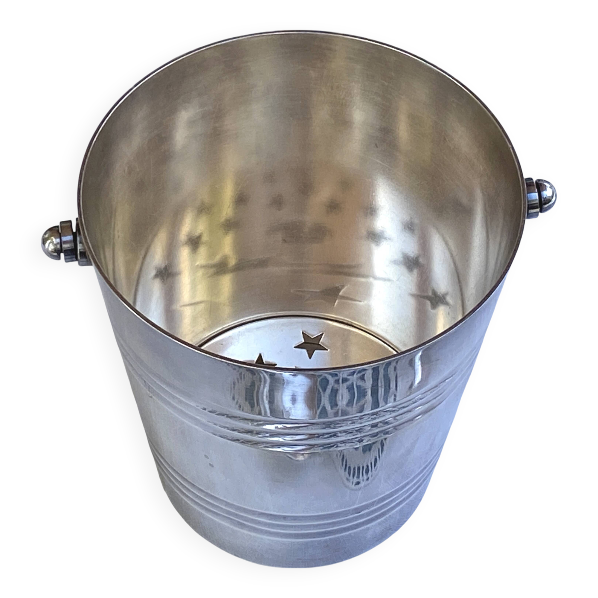 Ice bucket, ice cubes, cooler, silver-plated metal - goldsmith Saint Médard