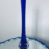 Vase soliflore vintage spirale bleu