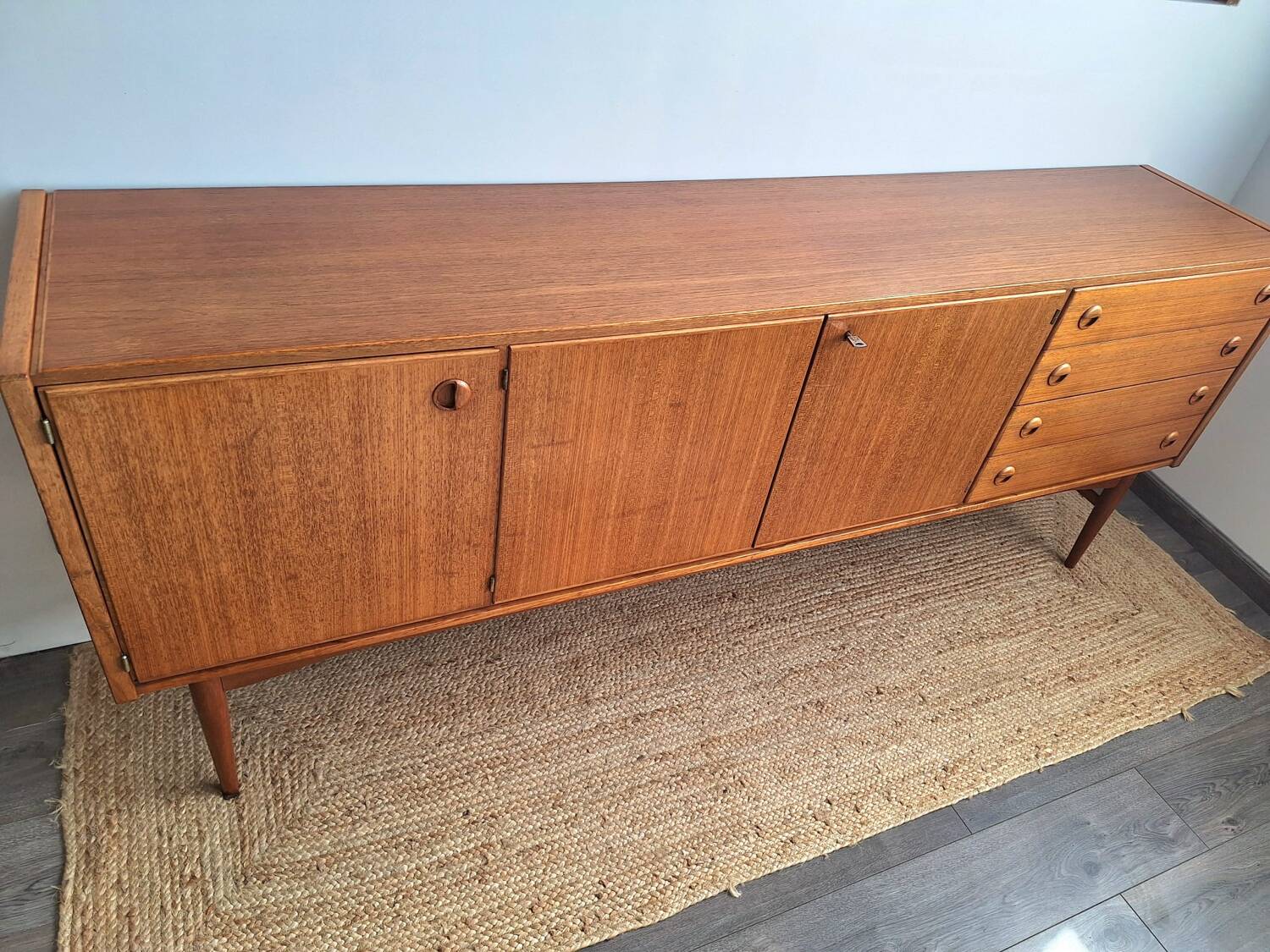 Very large vintage teak sideboard, buffet, display cabinet.