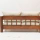 Solid oak two-seater sofa rebuilt in 100% virgin wool