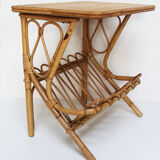 Side table rattan magazine holder