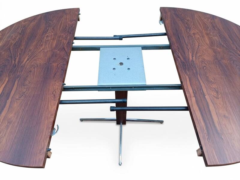 Table à manger Jorge Zalszupin ronde extensible palissandre jacaranda 1960