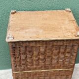 Woven wicker laundry basket