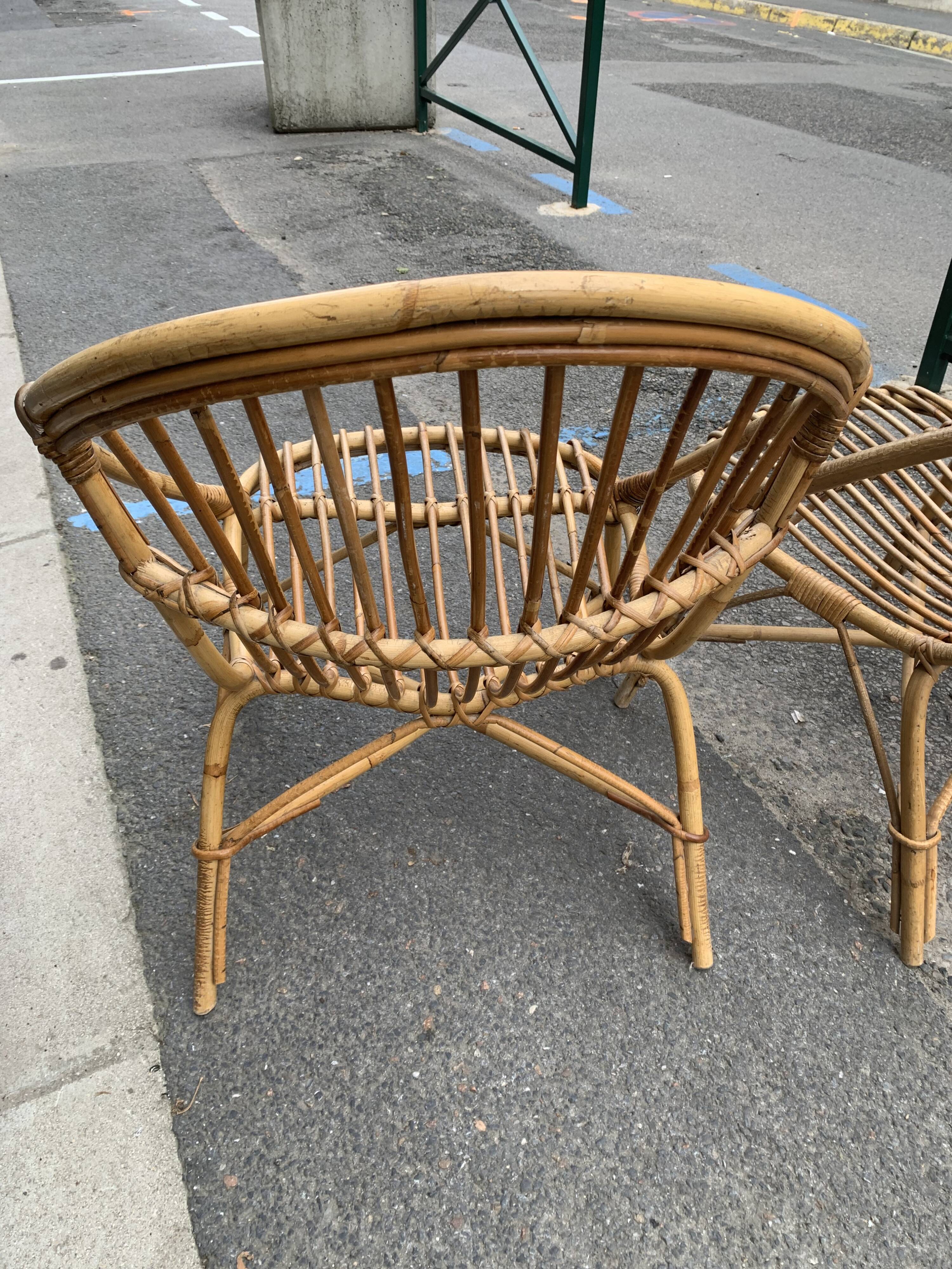 Pair of antique rattan armchairs