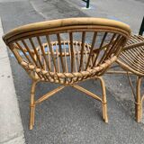 Pair of antique rattan armchairs