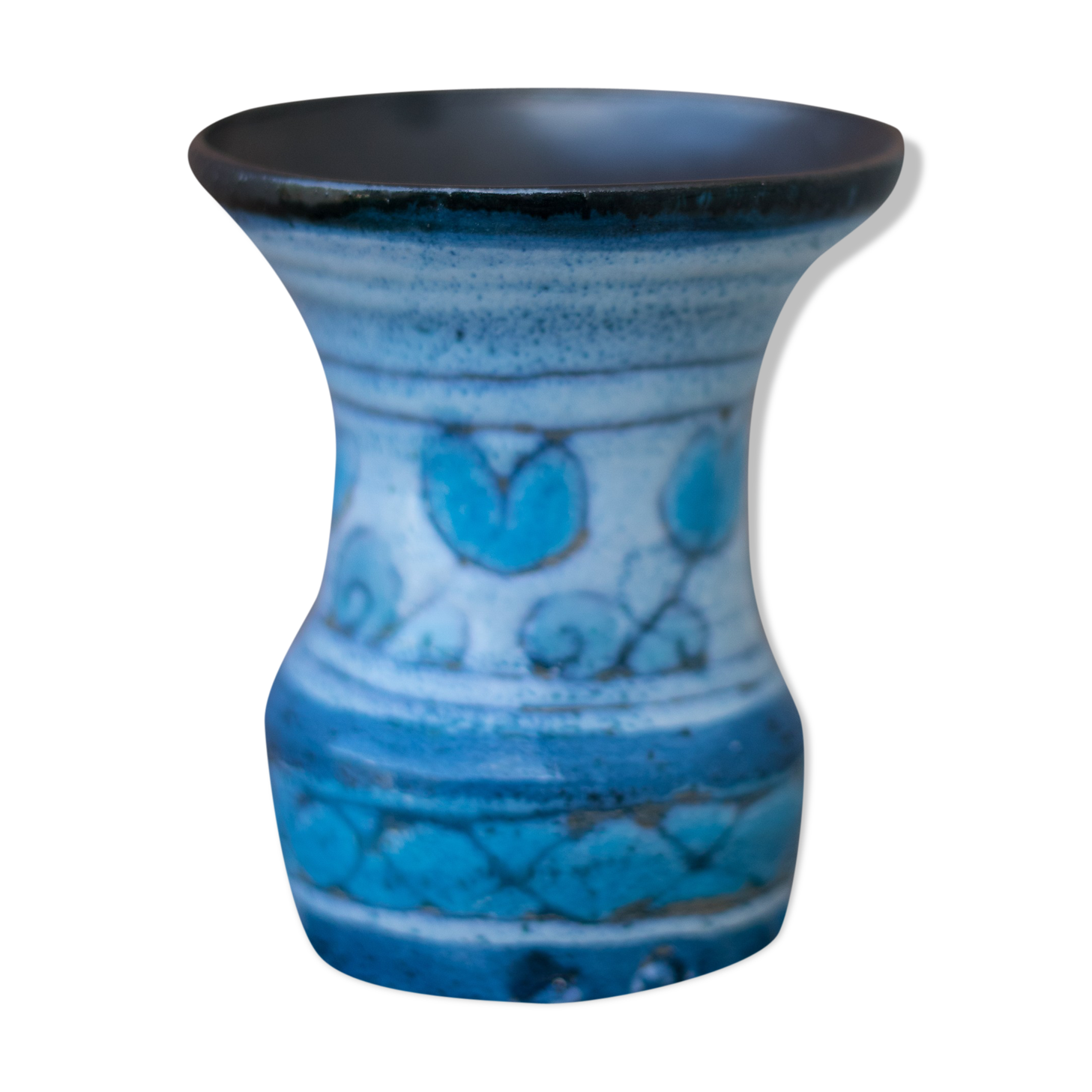 Raku blue vase with Scandinavian tendencies