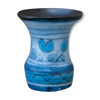 Raku blue vase with Scandinavian tendencies