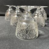 6 stamped Baccarat Lulli wine glasses
