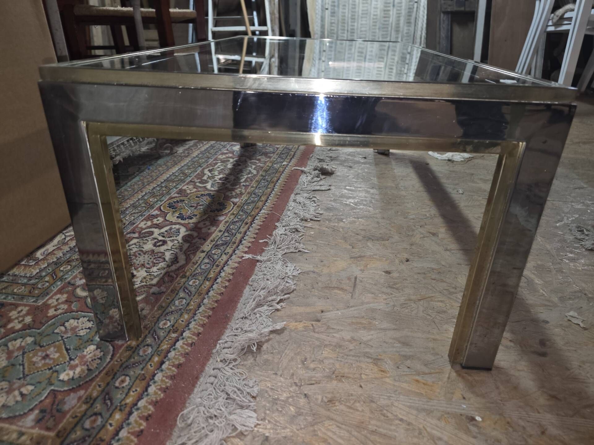 Chrome and gold metal coffee table by Romeo Rega from the 1970s.