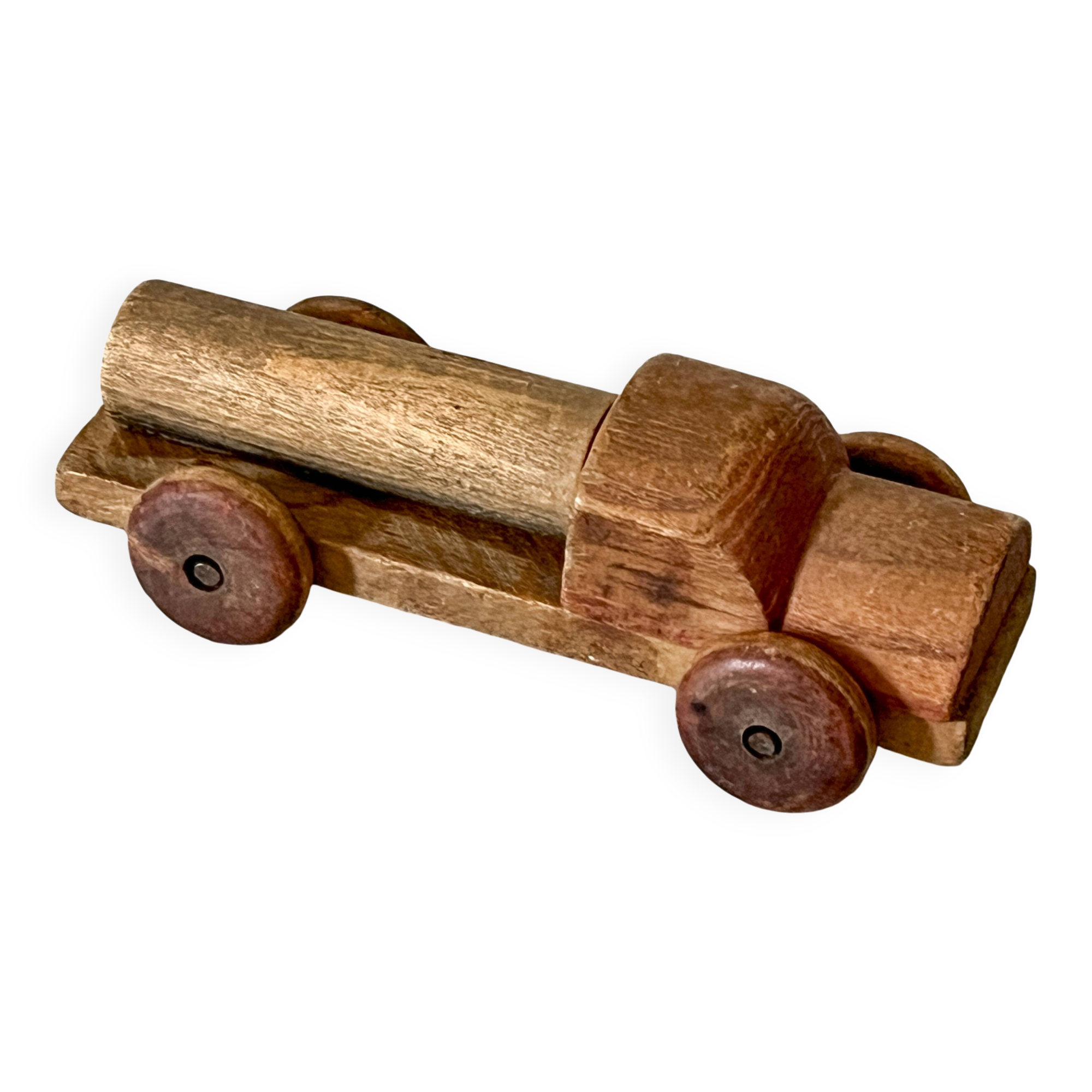 Small wooden tanker truck, old toy