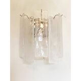 Venied-White Alabastro Strips “Listelli” Murano Glass Wall Sconce
