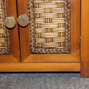 Tables de Chevet Vintage en Rotin avec Tiroir, Set de 2