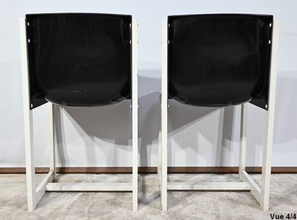Paire de chaises en bois laqué, signées P.Gautier -1960