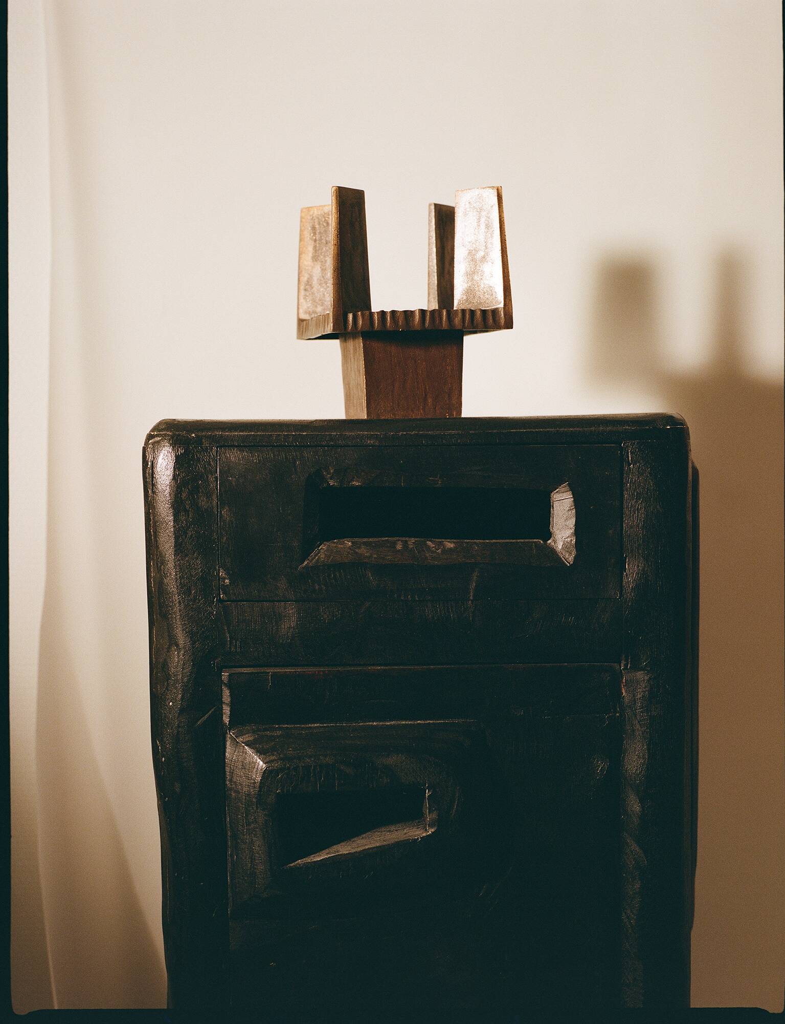 Brutalist Candle Holder / Chandelier in Bronze Circa 1950