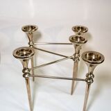 Vintage chandelier with 5 articulated arms in silver chromed steel, French design 70s.