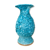 Vintage fat lava blue vase