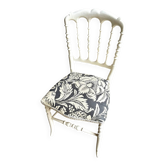 Chaise Napoléon III en bois blanc et coton "Grands Pavots" Antoinette Poisson