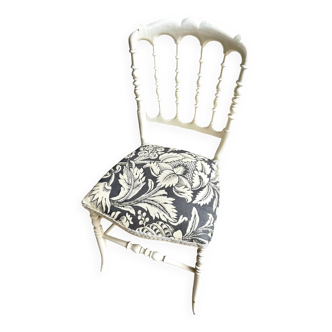 Napoleon III chair in white wood and "Grands Pavots" cotton by Antoinette Poisson