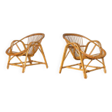 Pair of vintage rattan armchairs from the 70s